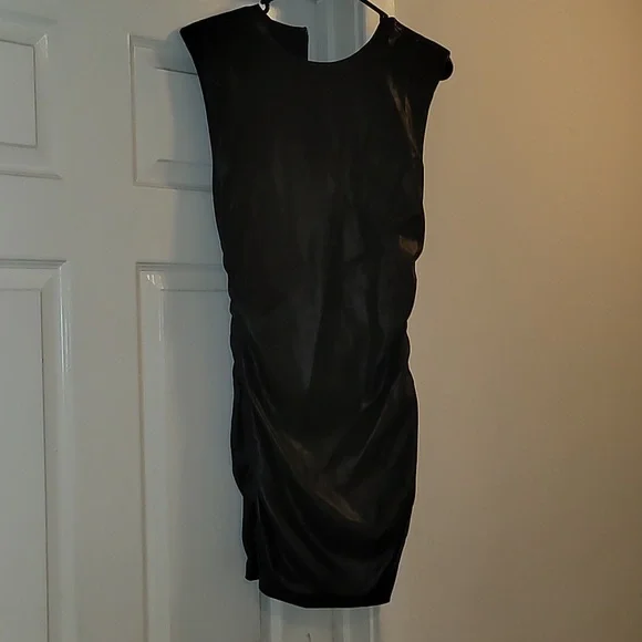 knee length dresses for ladies Something Special Ruched Leather Mini Dress – VICI main image 1